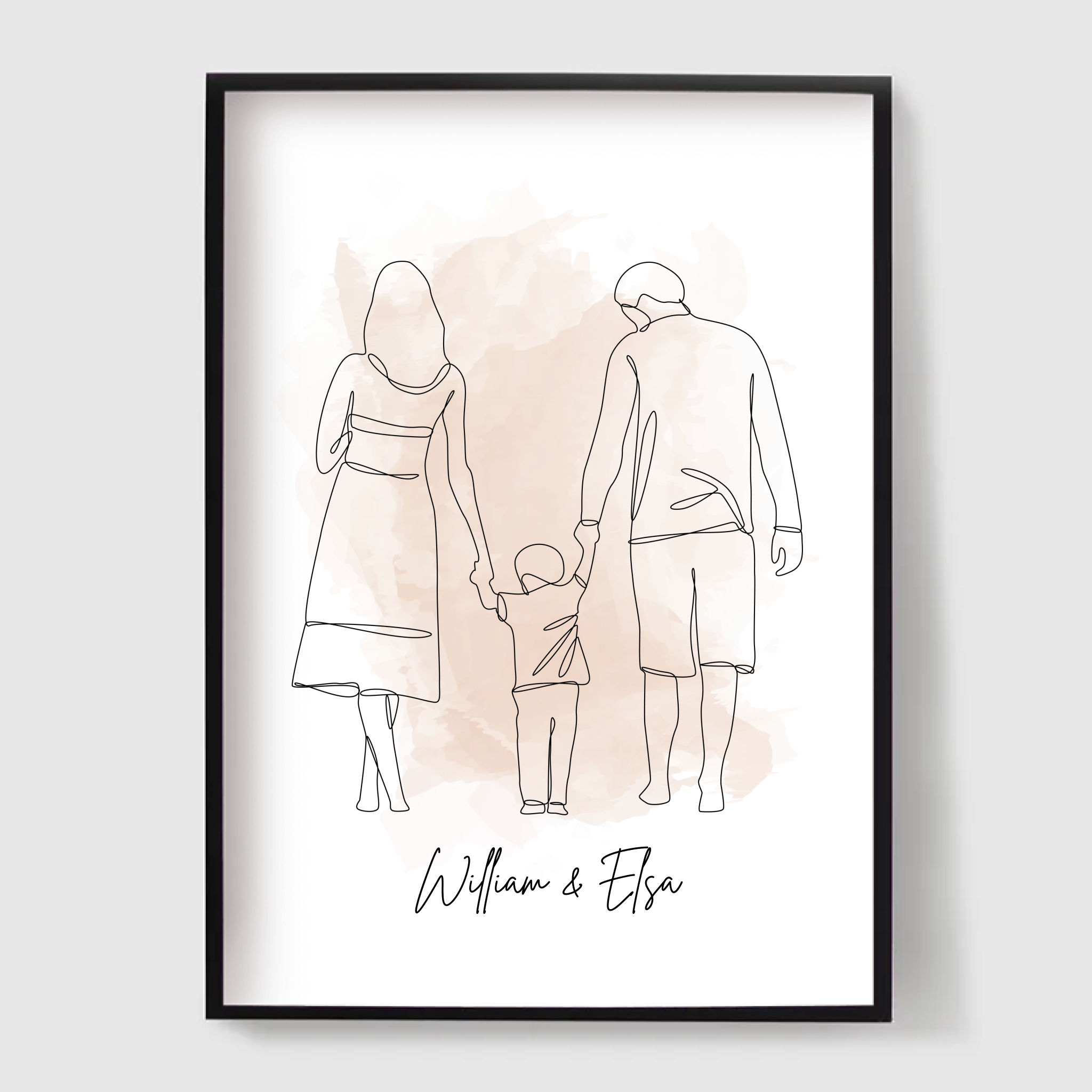 Personlig Plakat - Familie Linjekunst