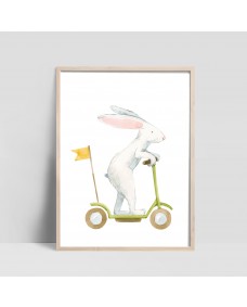 Plakat - Kanin kører på cykel