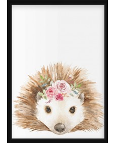 Plakat - Pindsvin med blomster