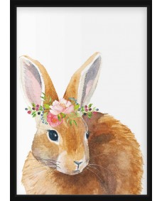 Plakat - Kanin med blomster