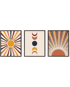 Plakat - Boho / Sun Moon Rainbow / Sæt med 3