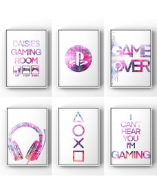 Plakater - Gaming / Pink / Sæt med 6