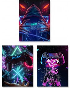 Plakater - Neon spil / Sæt med 3
