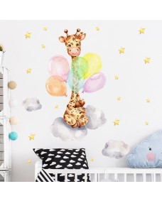 Wallsticker - Babygiraf med balloner 