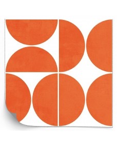 Flisemærkat - Orange cirkelmønster / 24 stk