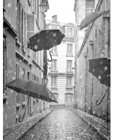 Plakat - Paraplyer i regnen