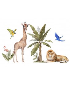 Wallsticker – Savanneløve og giraf