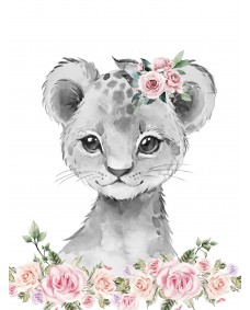 Plakat - Løveunge med Blomster