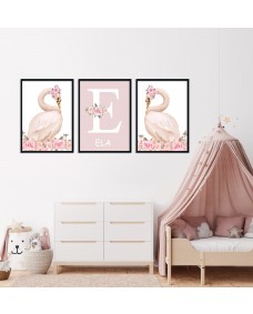 Plakat - Pink Svane / Personliggjort / Sæt med 3