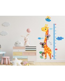 Wallsticker - Giraf med koalaer / højde mål