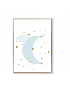 Plakater - Måne og stjerner / Blå