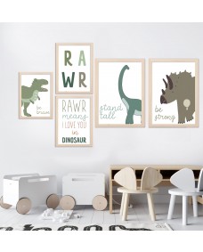 Plakater - Dinosaurer / RAWR / Sæt med 5