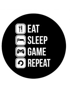 Wallsticker – Eat  Sleep Game Repeat  / Runde