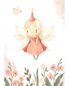 Plakat - Engel med blomster