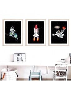 Plakater - Raket og Astronauter / Sæt med 3