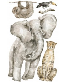 Wallsticker -  Elefant og Gepard