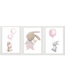 Plakater - Pink Bunny / Sæt med 3
