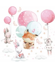 Wallsticker - Kaniner med balloner