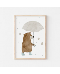 Plakat - Bjørn i regnen