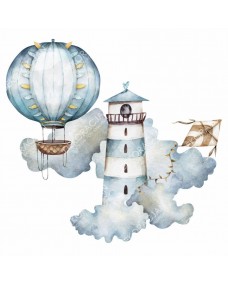 Wallsticker - Fyrtårn og luftballon