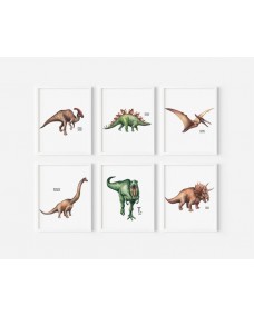 Plakater - Dinosaurer / sæt med 6 stk