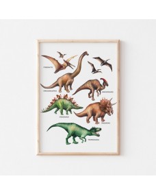 Plakat - Dinosaur med navne