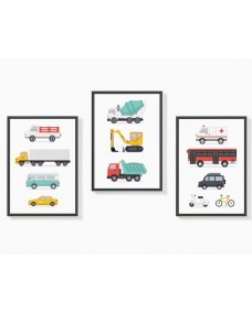 Plakater - Køretøjer / sæt med 3