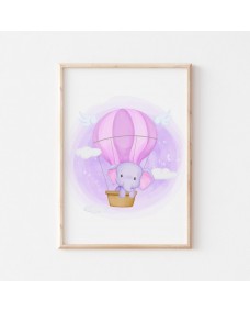 Plakat - Babyelefant i luftballon