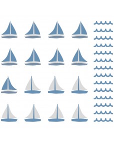 Wallsticker - Sejlbåde / Blå