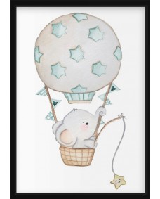 Plakat - Elefant i luftballon