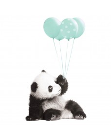Wallsticker - Panda med mynteballoner