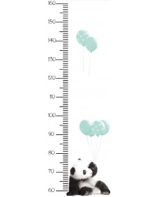 Wallsticker - Panda med mynteballoner / højdemål