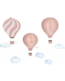 Wallstickers - Eventyrhistorie lyserød luftballoner