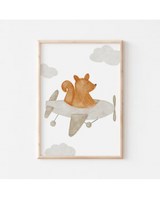 Plakat - Egern på et fly