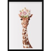 PLAKAT - Giraffe med blomster på hovedet