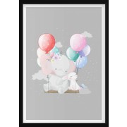 Plakat - Elefant og kanin på ballongynge