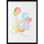 Plakat - Kanin i månen med balloner