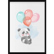 Plakat - Panda med farverige balloner