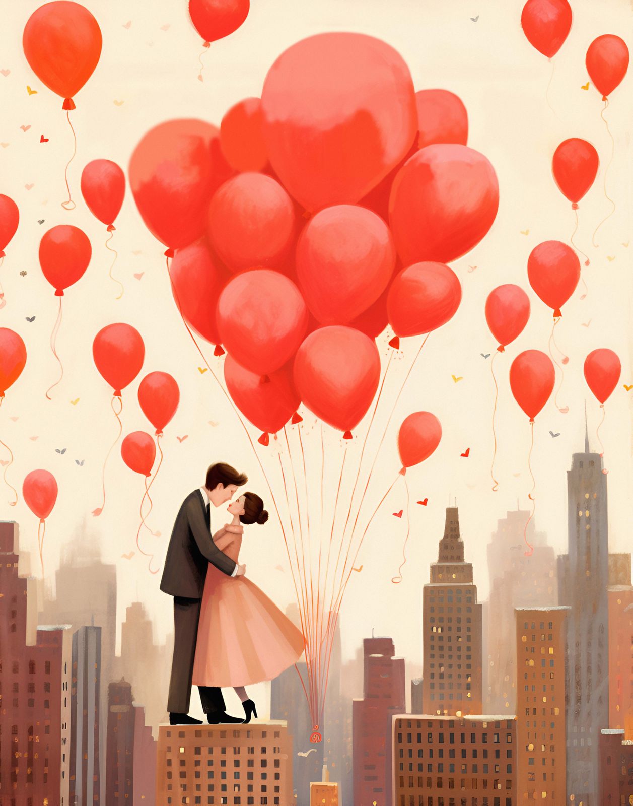 Plakat - Romantisk Ballonscene