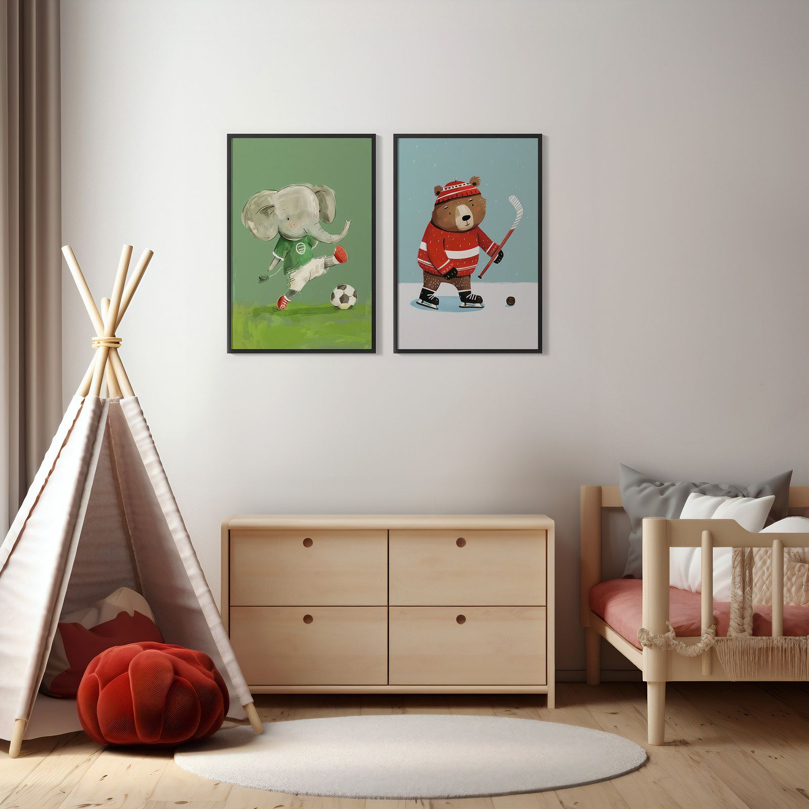 Plakat - Bjørn og Elefant Sæt af 2