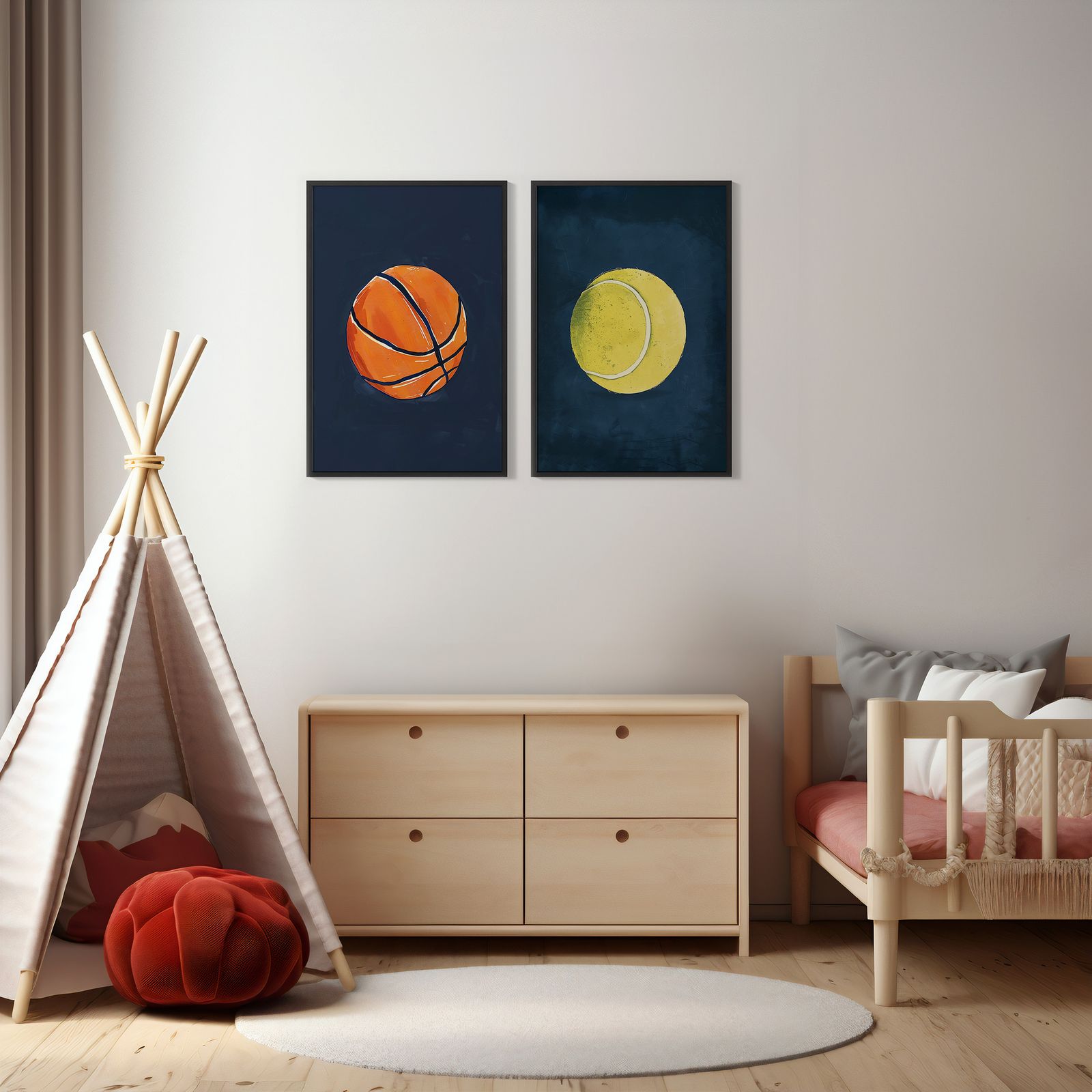 Plakat - Tennis og Basketball / Sæt af 2