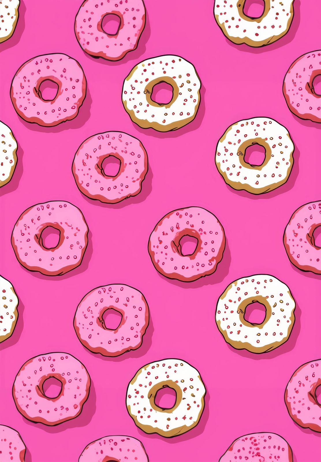 Plakat - Pink Donut Mønster
