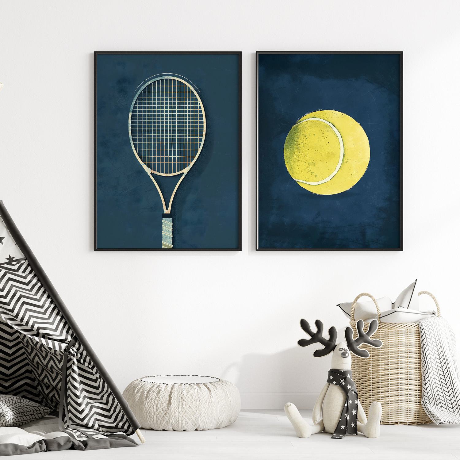 Plakat - Tennis Ketsjer og Bold / Sæt af 2