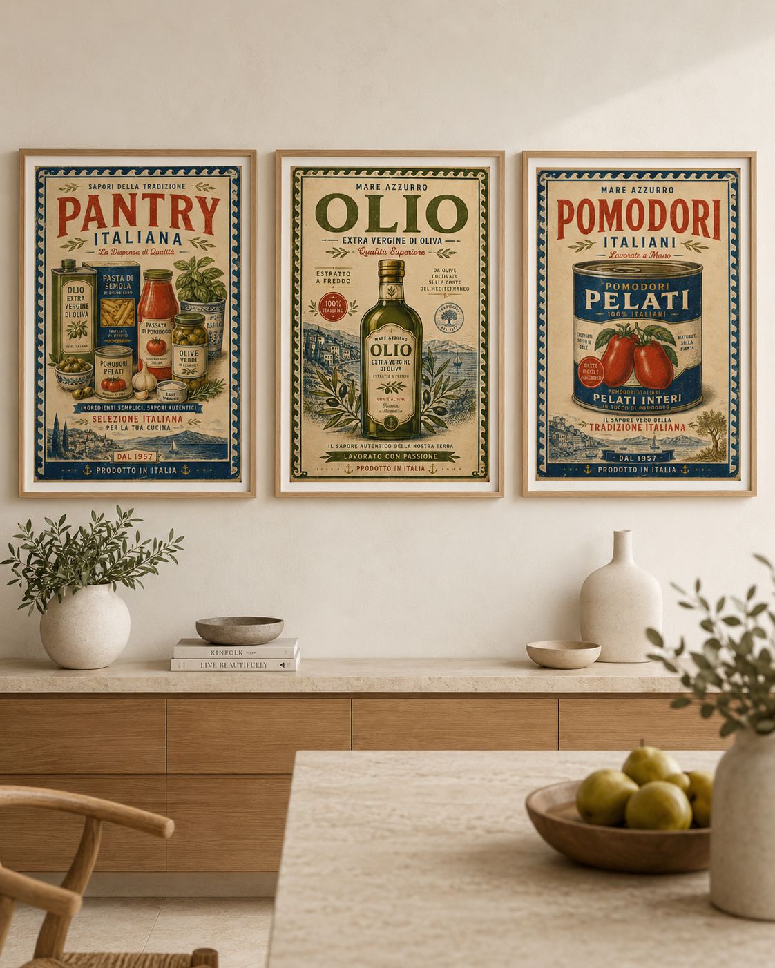 Plakat - Italiensk spisekammer samling / Sæt af 3