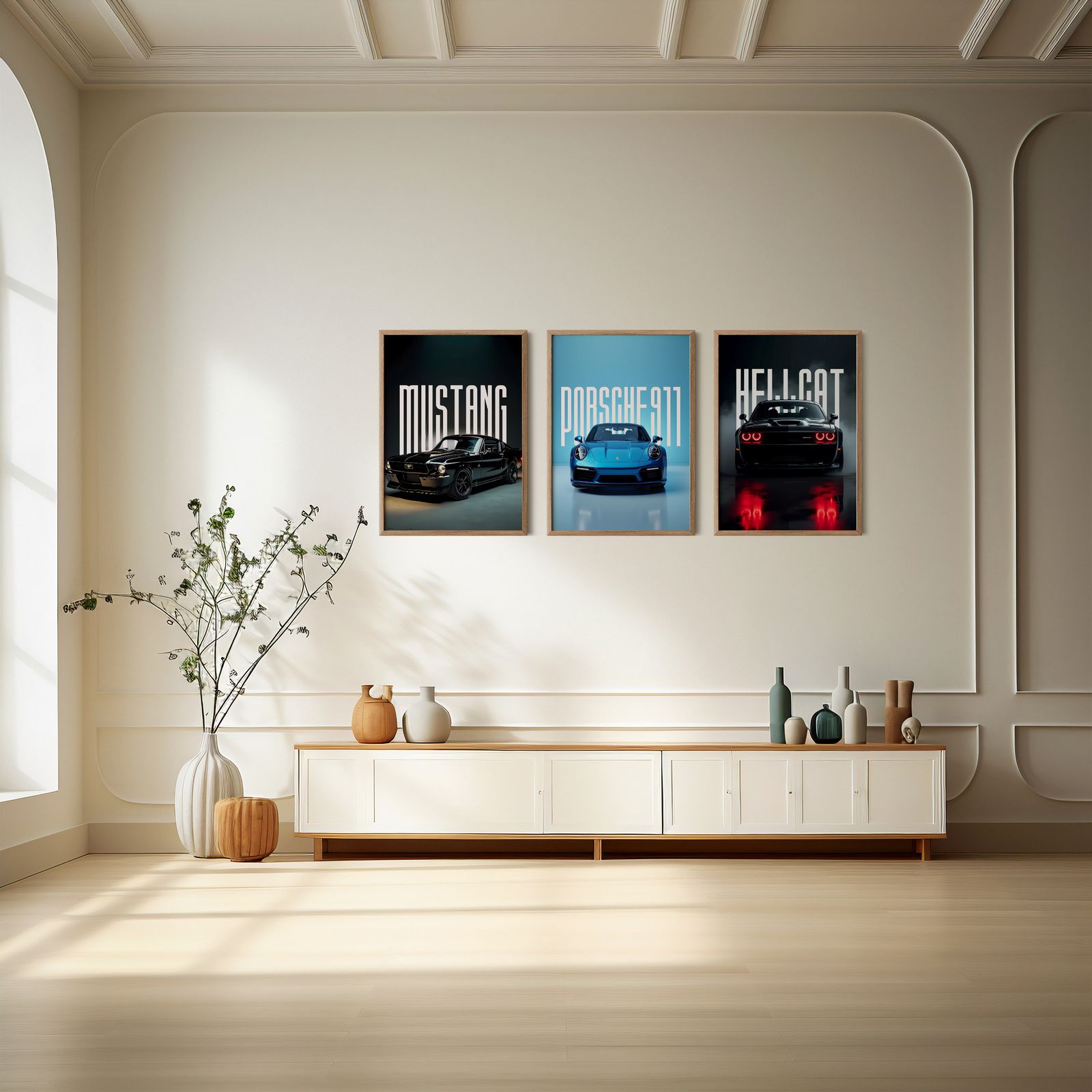 Plakat - Mustang, Porsche 911, Hellcat / Sæt af 3