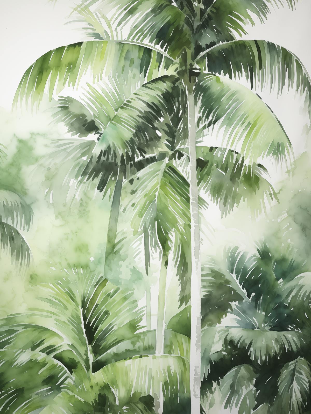 Poster - Tropisk Palme Akvarel