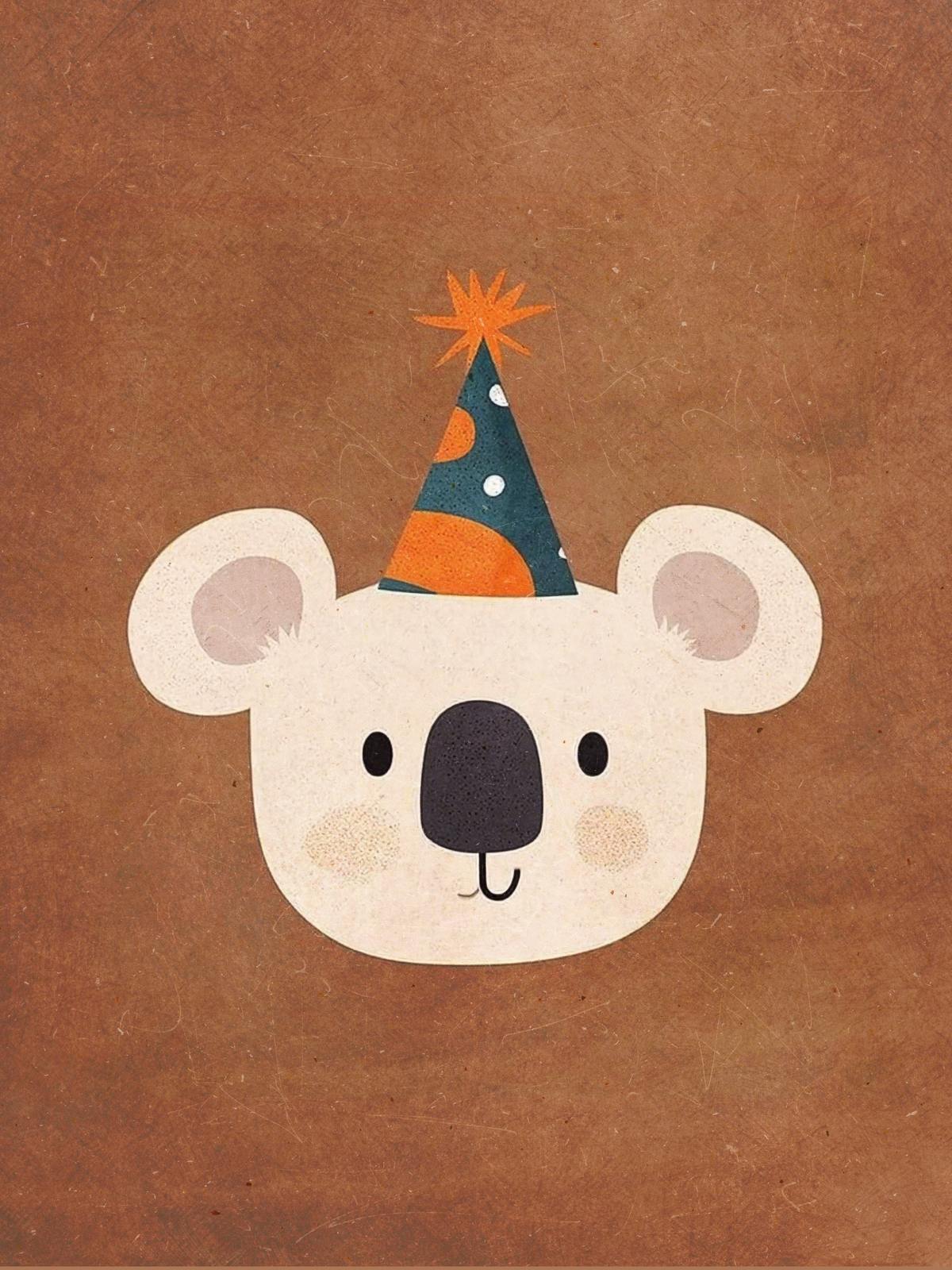 Plakat - Koala med festhat