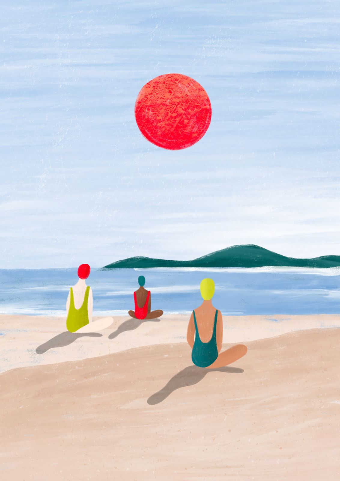 Plakat - Solbadende på stranden
