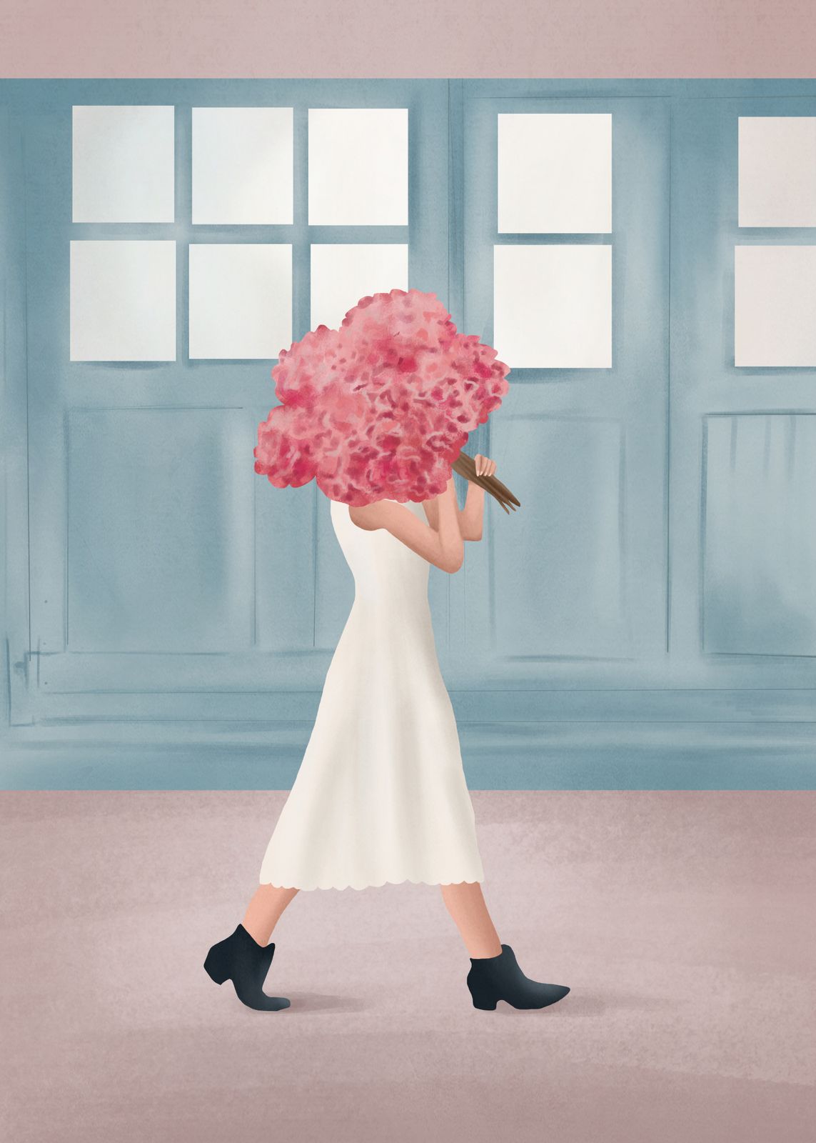 Poster - Kvinde med blomster