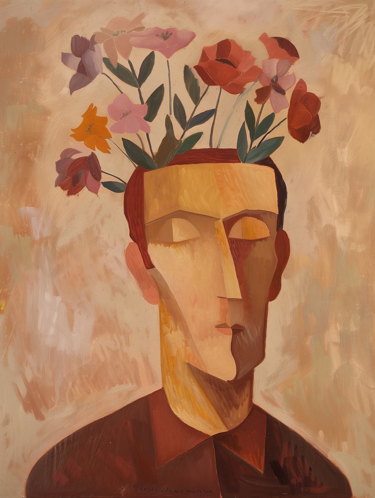 Plakat - Blomster og Figur